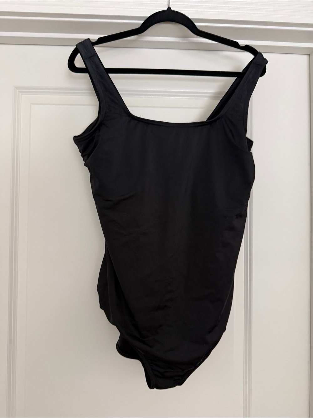 Lands' End Black Scoop-Neck One-Piece Swimsuit
